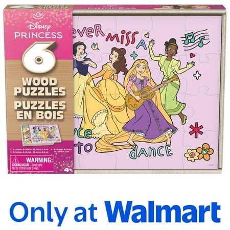 Spin Master Games Disney Princes 6-Pack of Wooden Jigsaw Puzzles for Ages 3 an
