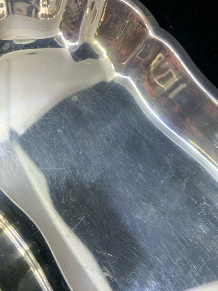 OVAL SILVER FOOTED DISH W HANDLES.