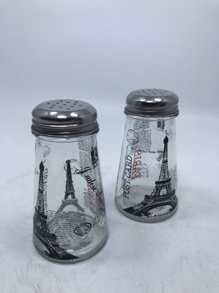 PARIS THEMED GLASS S&P SHAKERS.