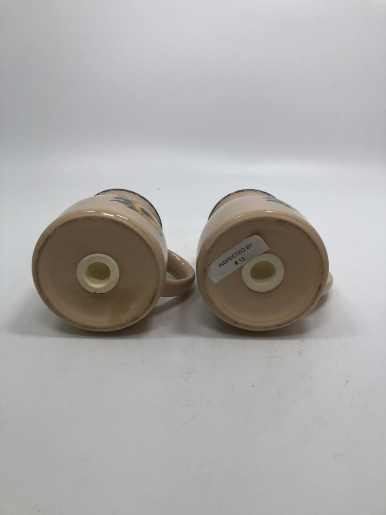 GARDEN PARTY STONEWARE SUNFLOWER SALT AND PEPPER SHAKERS.