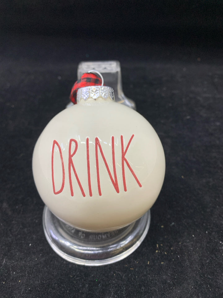 CERAMIC DRINK RAE DUNN ORNAMENT.