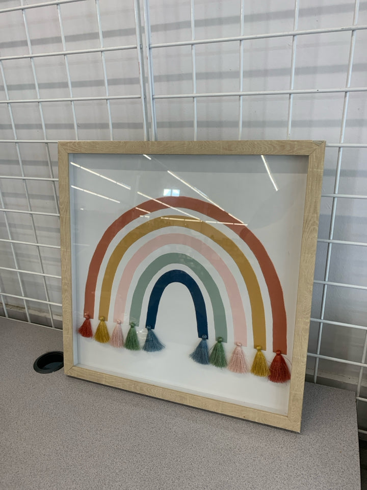 RAINBOW W/TASSELS IN BROWN FRAME.