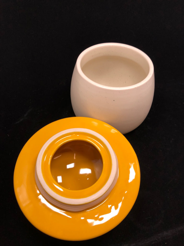 WORLD MARKET YELLOW MUSHROOM CANISTER.