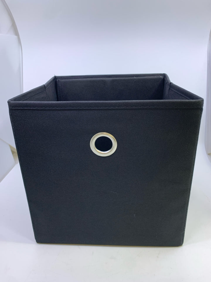 BLACK CANVAS FABRIC STORAGE BIN.