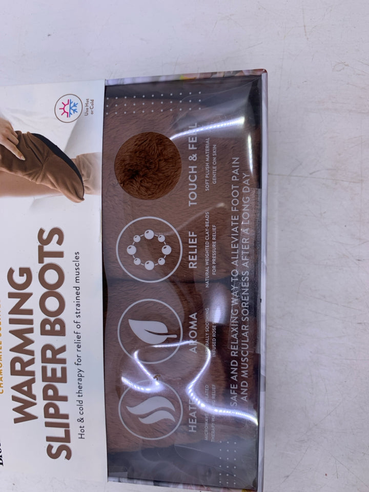 NIB BROWN WARMING SLIPPERS.