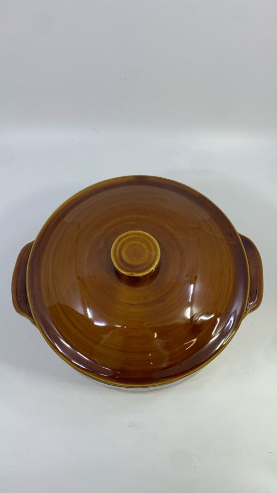 EMILE HENRY STONEWARE BEAN POT W/LID.
