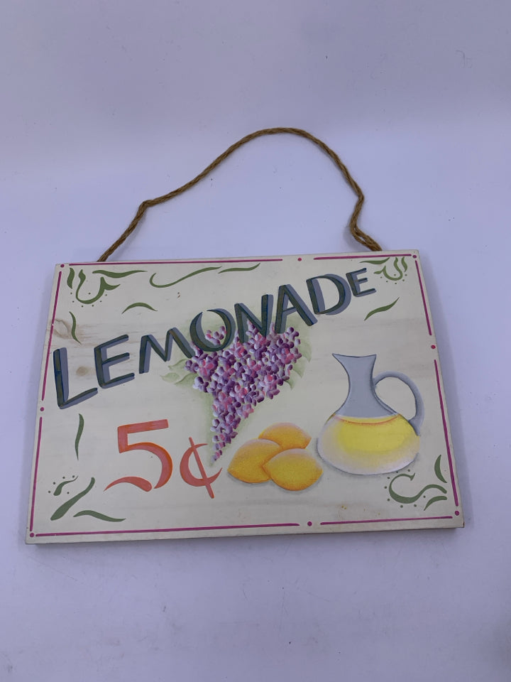WOOD PLANK W/ LEMONADE PAINTED WALL ART.