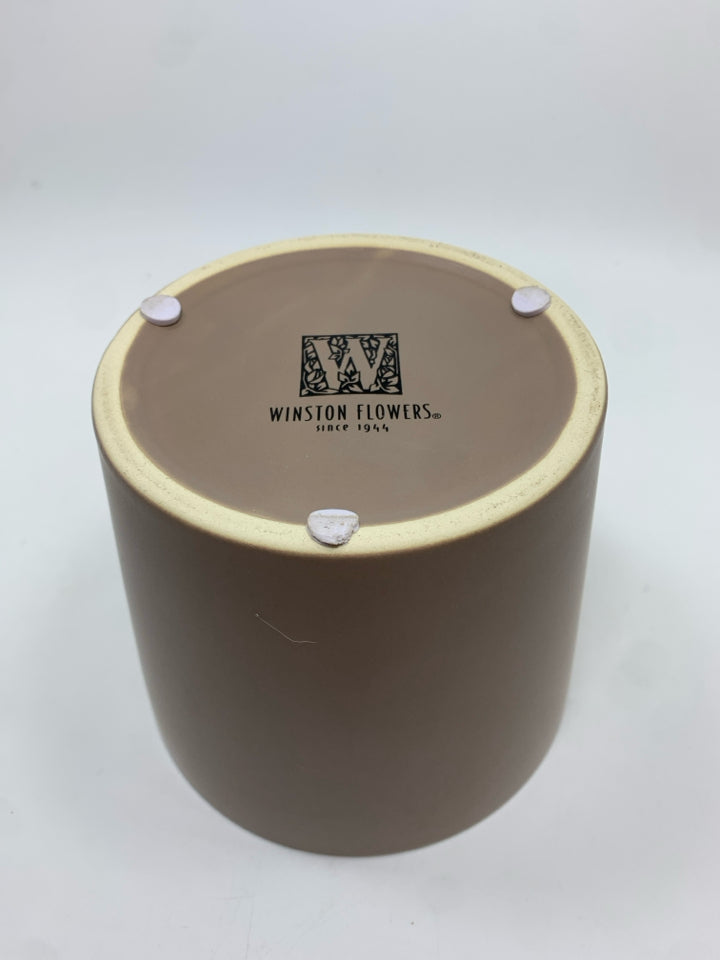 BROWN CERAMIC PLANTER.
