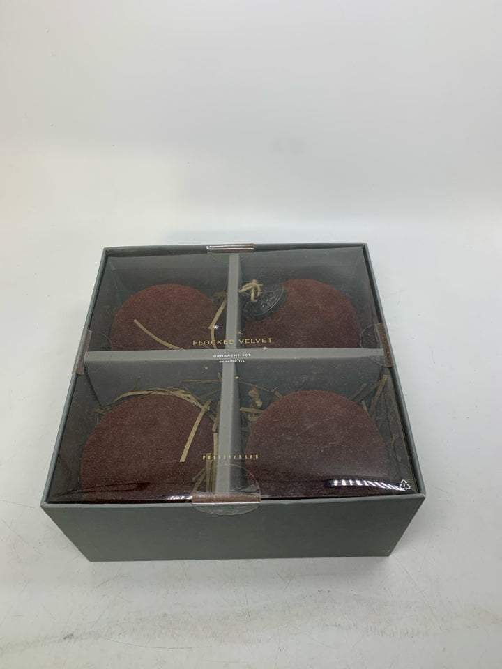 NIB 4 POTTERY BARN BURGUNDY VELVET LARGE BALLS.