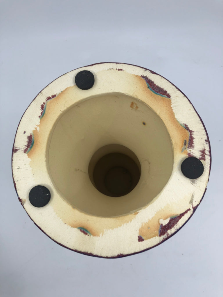 PURPLE OMBRE COLORED PILLAR CANDLE HOLDER.