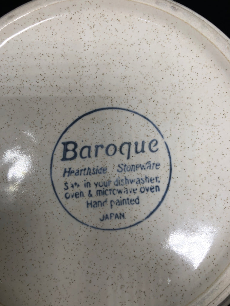 HEARTHSIDE BAROQUE STONEWARE COVERED CASSEROLE DISH.
