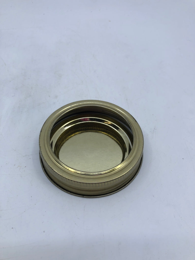 "MASON" MASON JAR W/ GOLD LID.