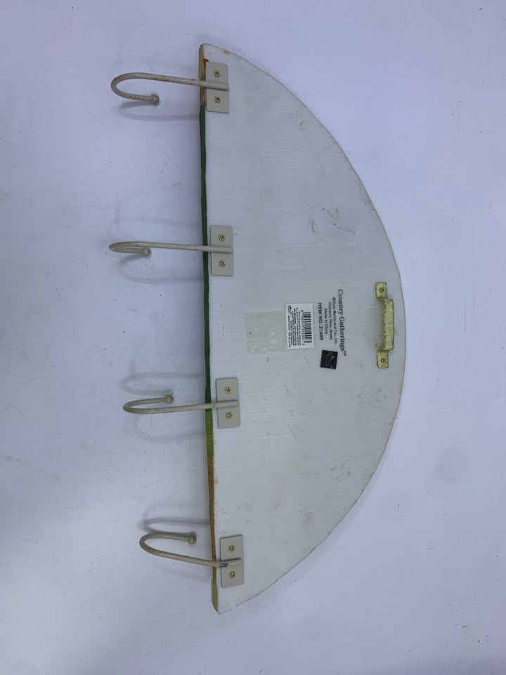 "PEACE TO THIS HOUSE" HALF MOON CERAMIC 4 HOOK WALL HANGING.