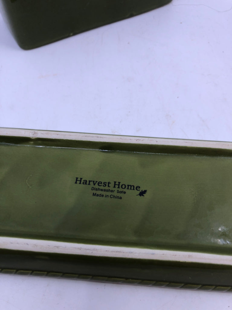 GREEN TURKEY BUTTER DISH.