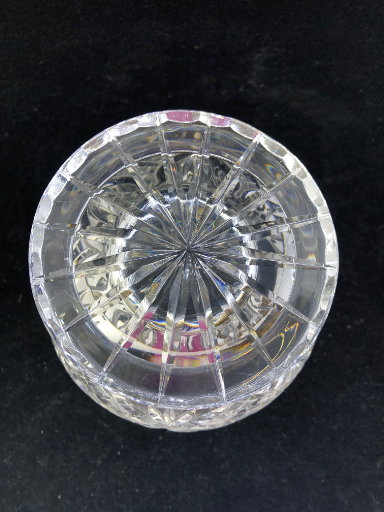 HEAVY CUT CRYSTAL FOOTED PITCHER.