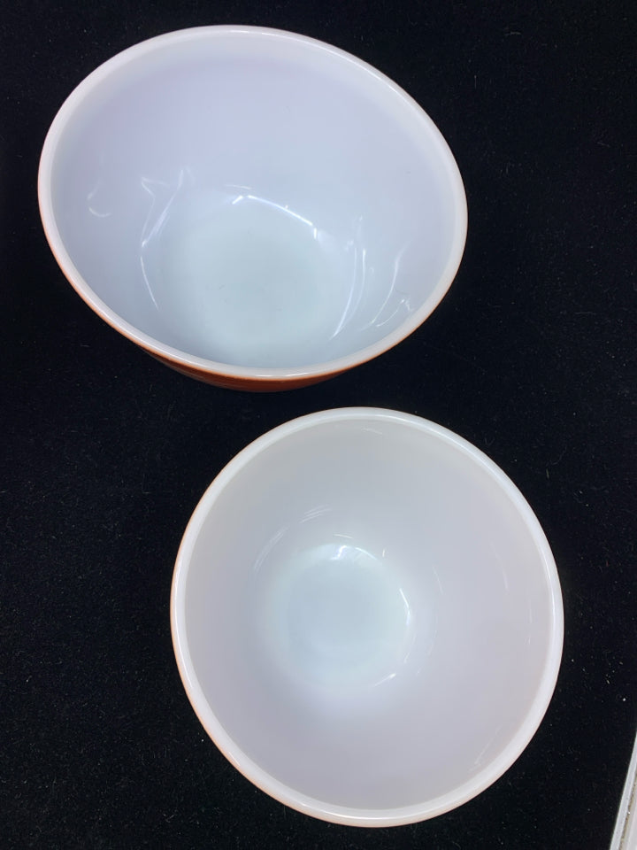 3PC VTG PYREX MIXING BOWLS AUTUMN HARVEST ORANGE.