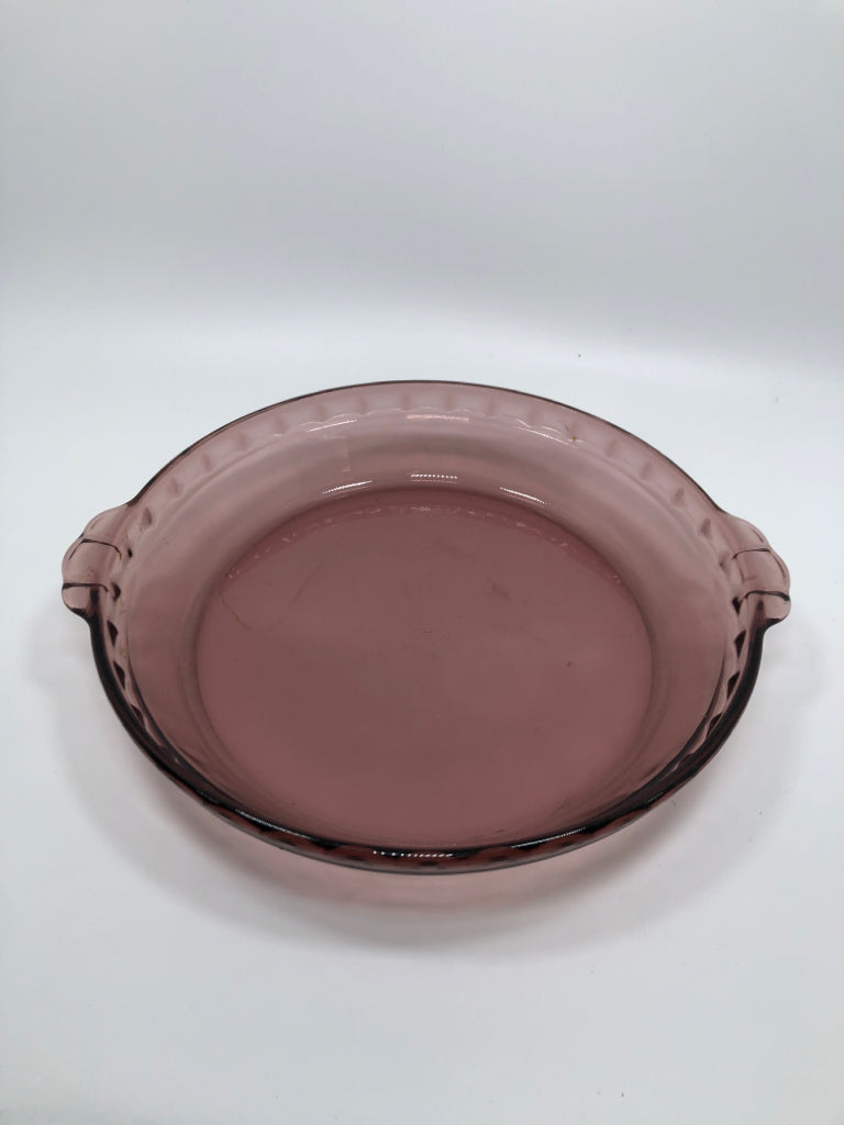 PURPLE PYREX GLASS PIE DISH.
