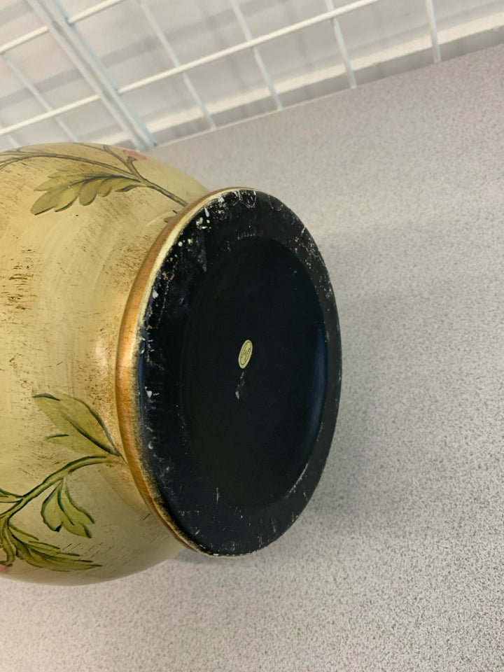 VTG STYLE HAND-PAINTED FLORAL VASE.