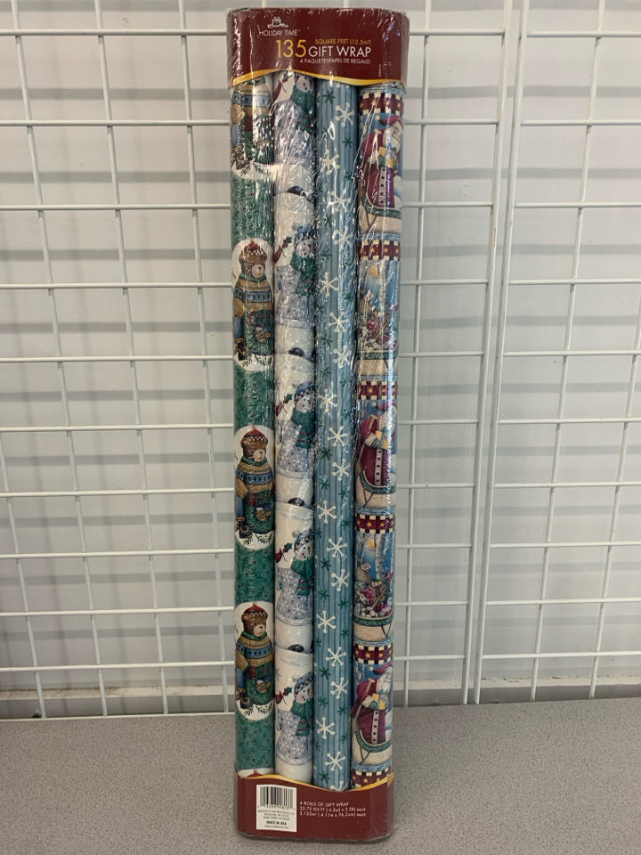 4PK HOLIDAY WRAPPING PAPER.