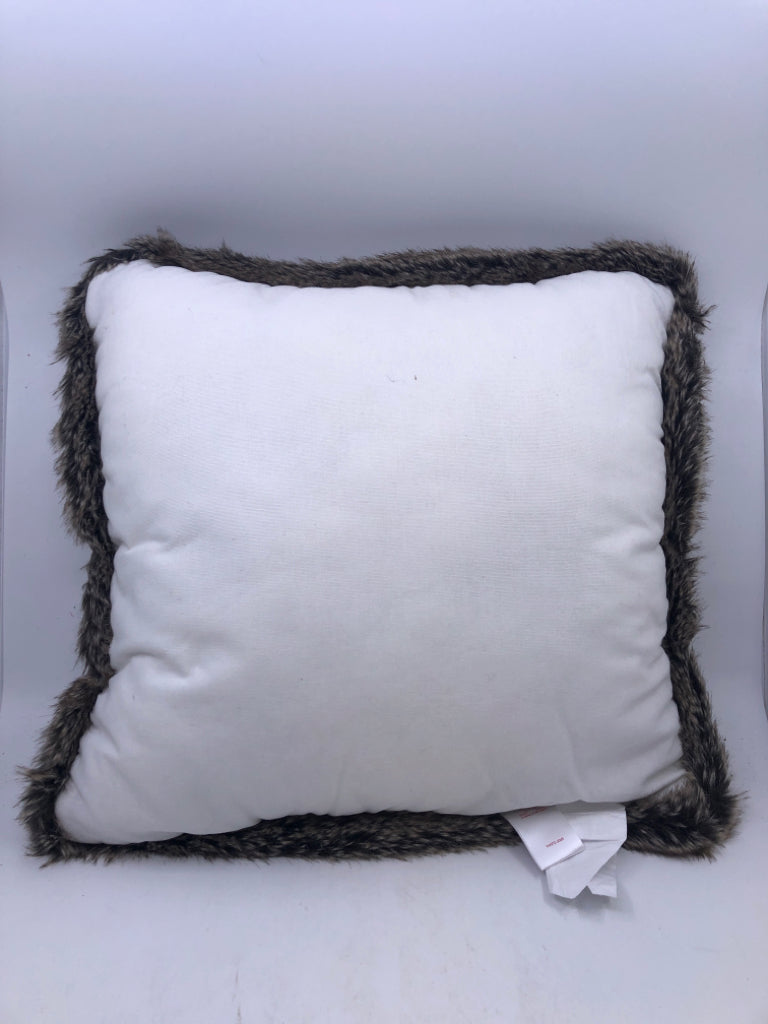 NUTCRACKER, FAUX FUR FRINGE ACCENT PILLOW.