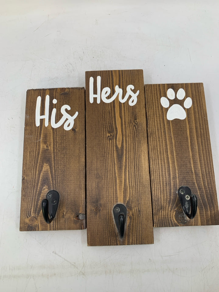 DARK BROWN HIS/HERS/ PAW PRINT HOOKS.