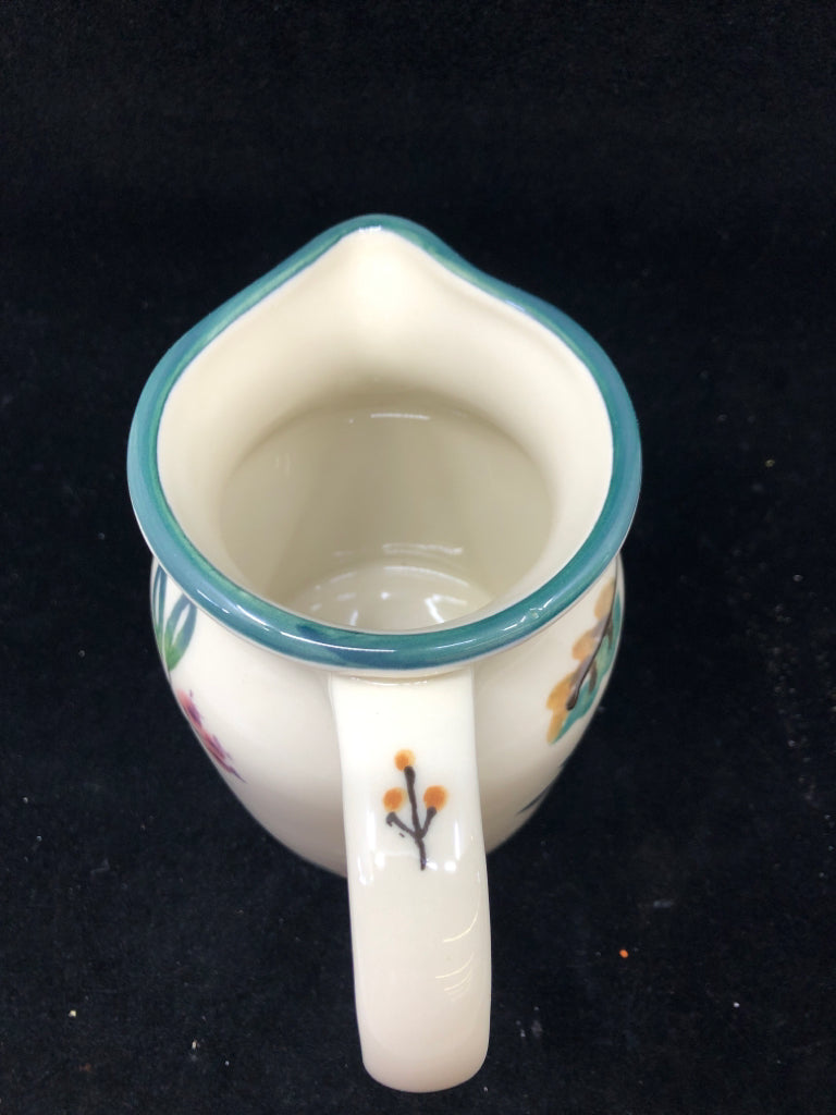 GREEN RIMMED LEAF DESIGN WOODLAND PITCHER.