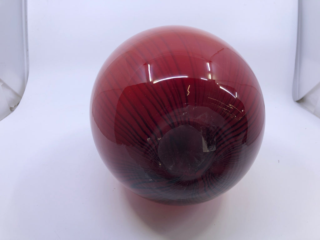 LARGE RED GLASS VASE.