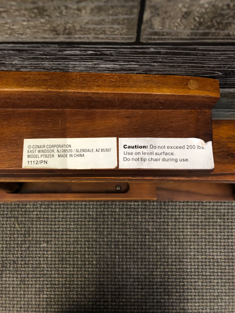 DARK WOOD SMALL FOLDING SHOWER STOOL.