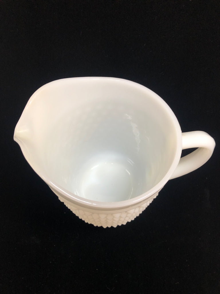 VTG HOBNAIL MILK GLASS PITCHER.
