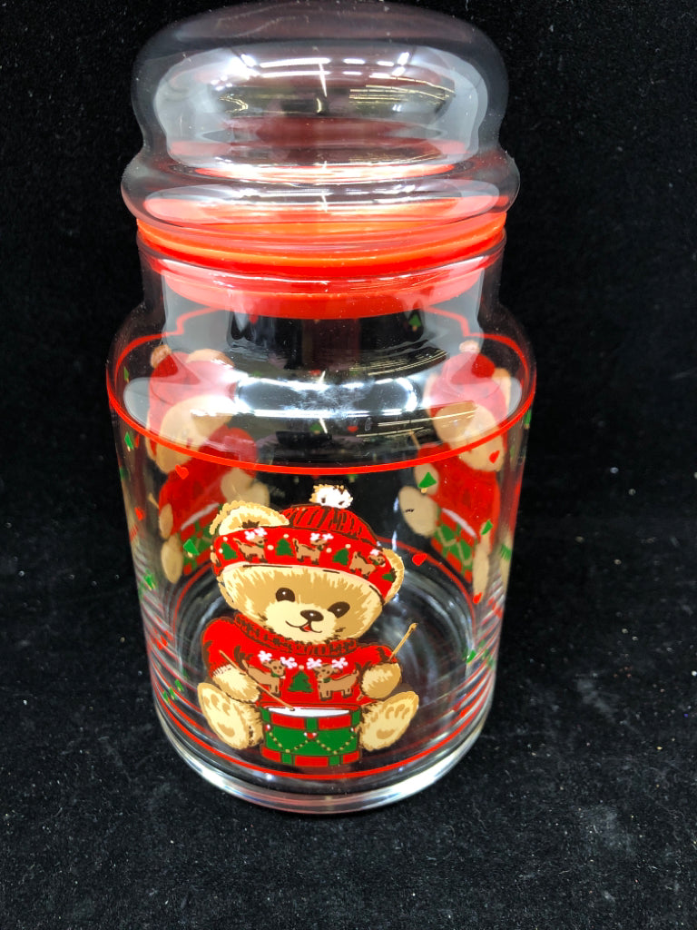 HOLIDAY BEAR CANISTER W/ LID.