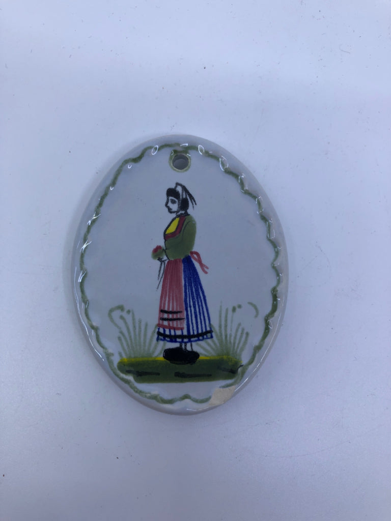 VTG HANDPAINTED FRENCH CERAMIC DECOR PIECE.
