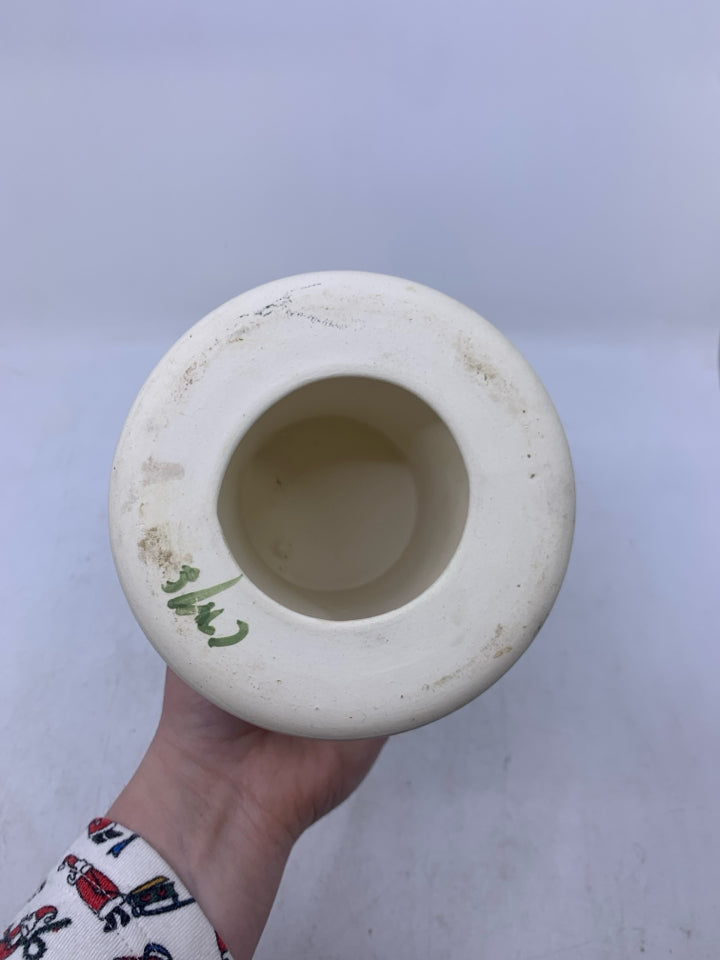 WHITE W/ BLUE LINES + BLUEBERRIES PILLAR CANDLE HOLDER.