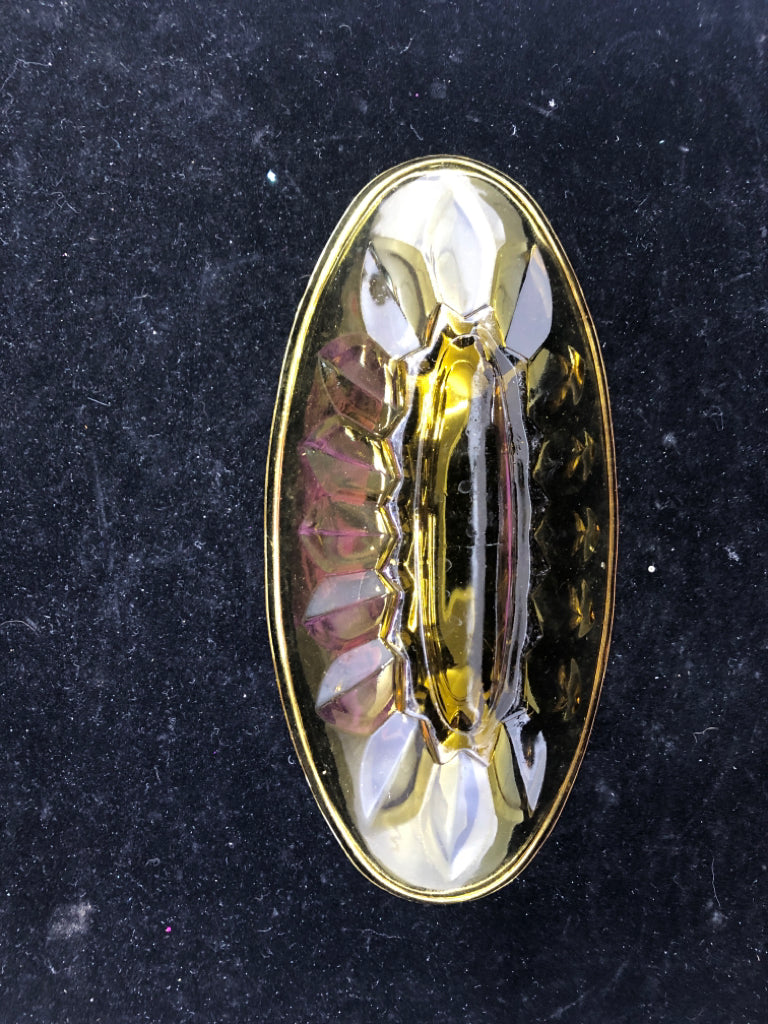 OVAL AMBER GLASS BOWL 9" X 4"