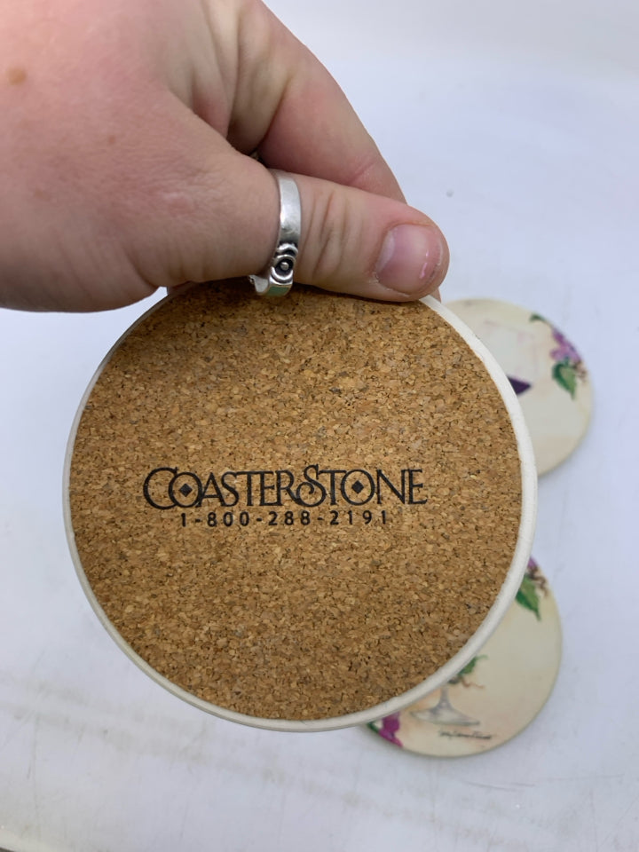 4 RED WINE GLASS COASTERS.