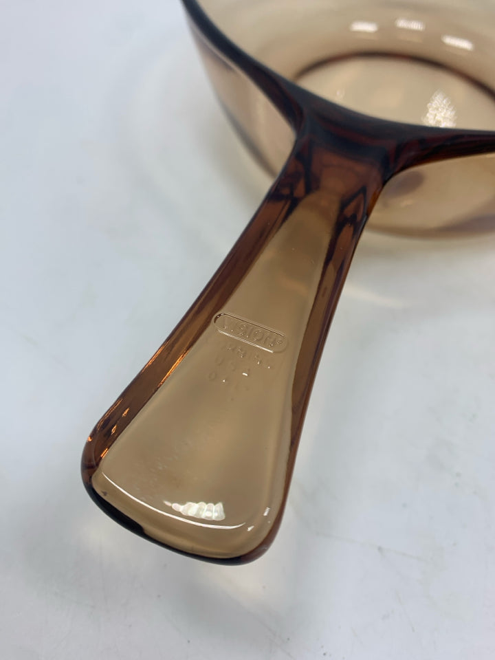 PYREX VISIONS SMOKED GLASS COVERED PAN.