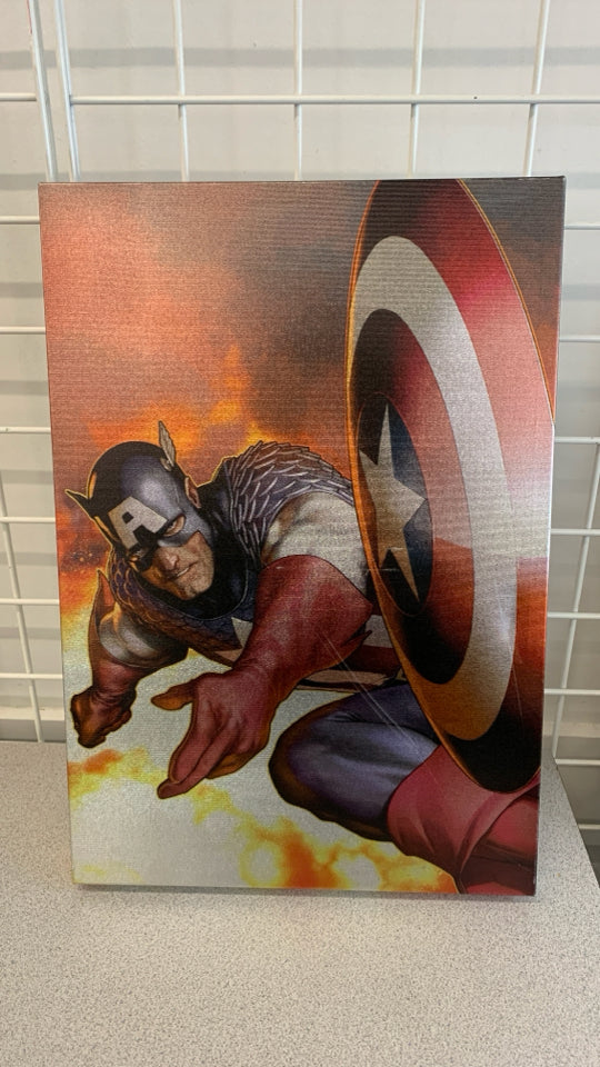 SHINY CAPTAIN AMERICA CANVAS WALL ART.