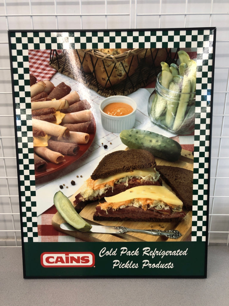 CAINS PICKLES FRAMED POSTER.