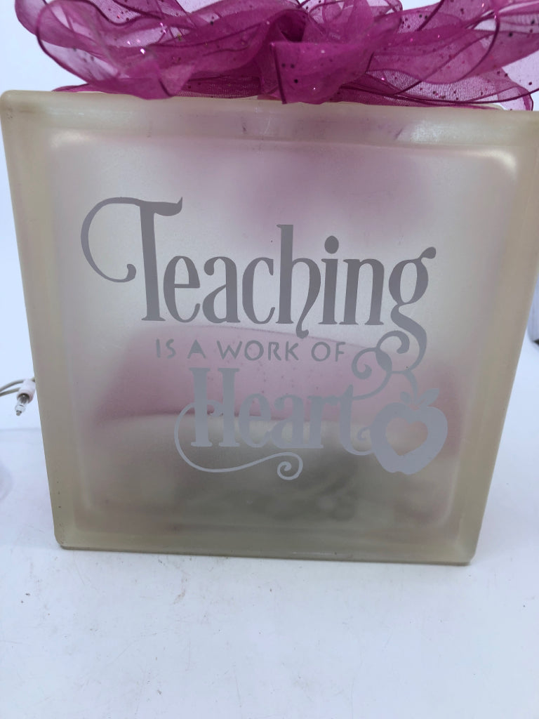 TEACHING LIGHT UP GLASS BLOCK SIGN.