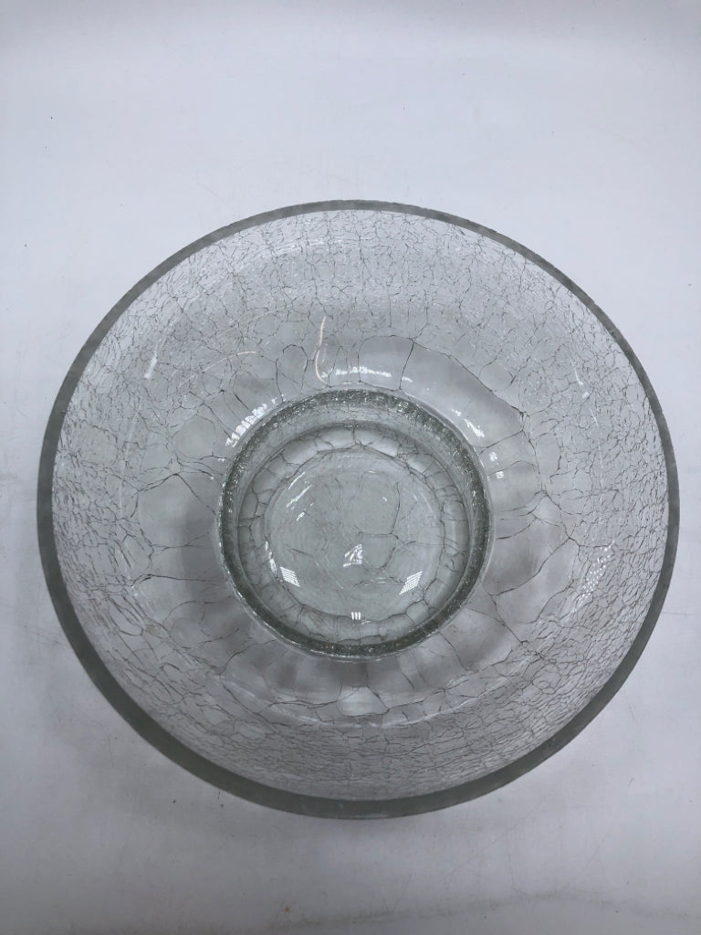 CLEAR CRACKLE GLASS CANDY DISH.