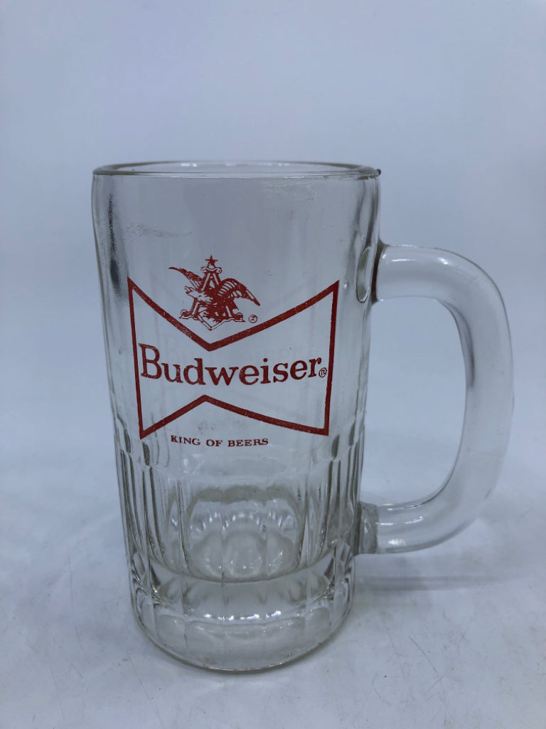 GLASS BUDWEISER MUG.