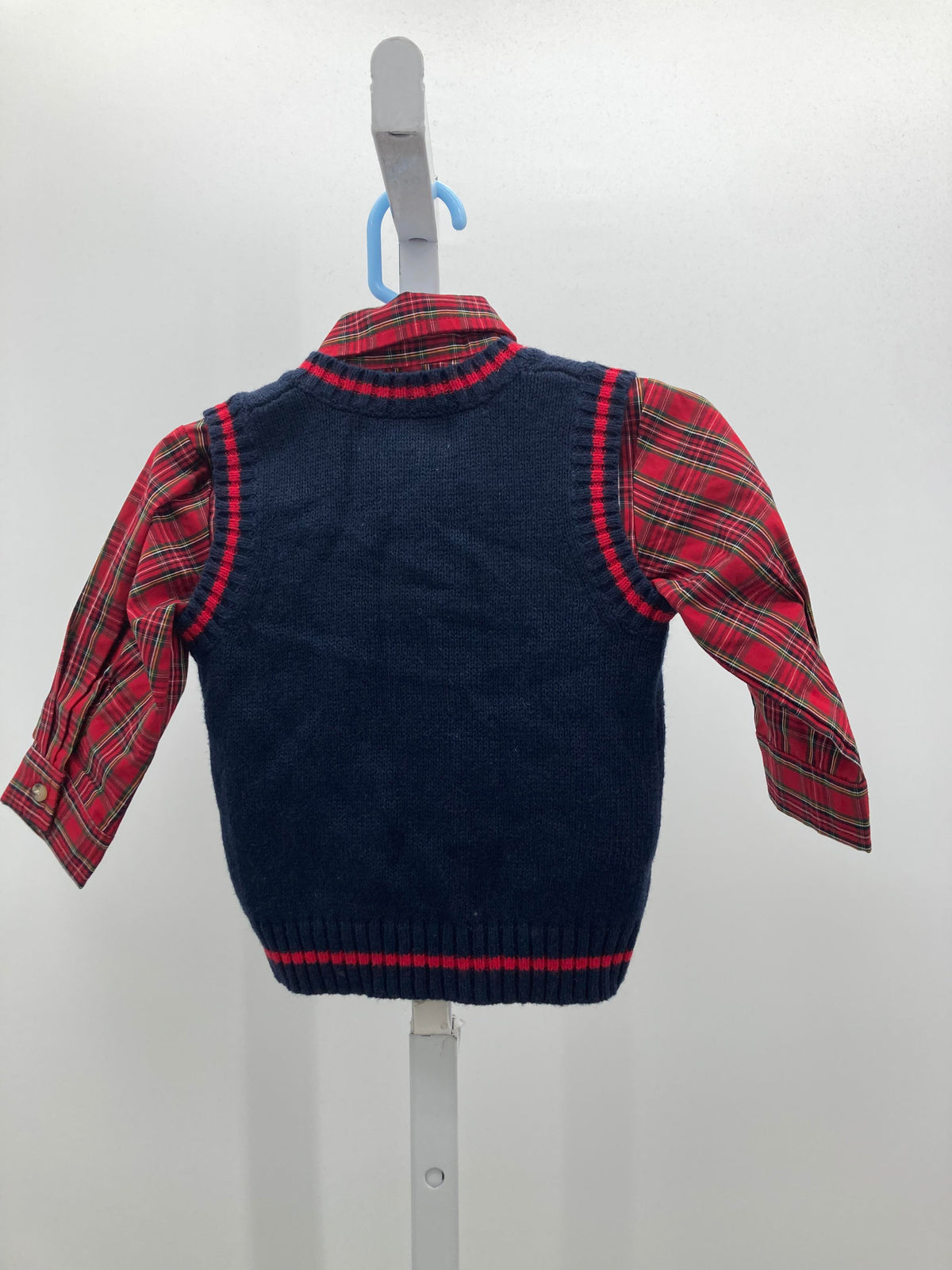 TRAIN SWEATER VEST AND PLAID SHIRT