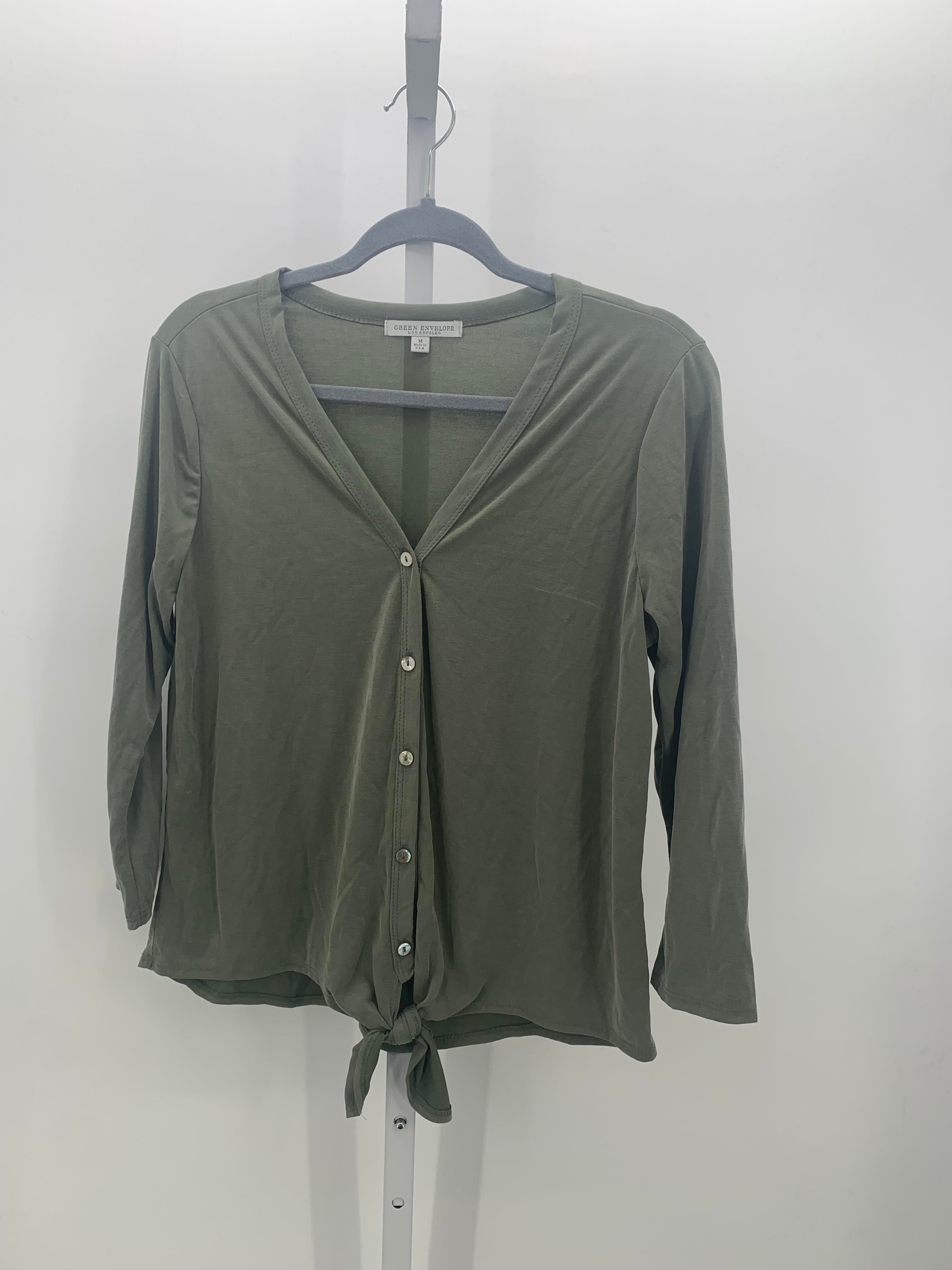 Green Envelope Size Medium Misses 3/4 Sleeve Shirt