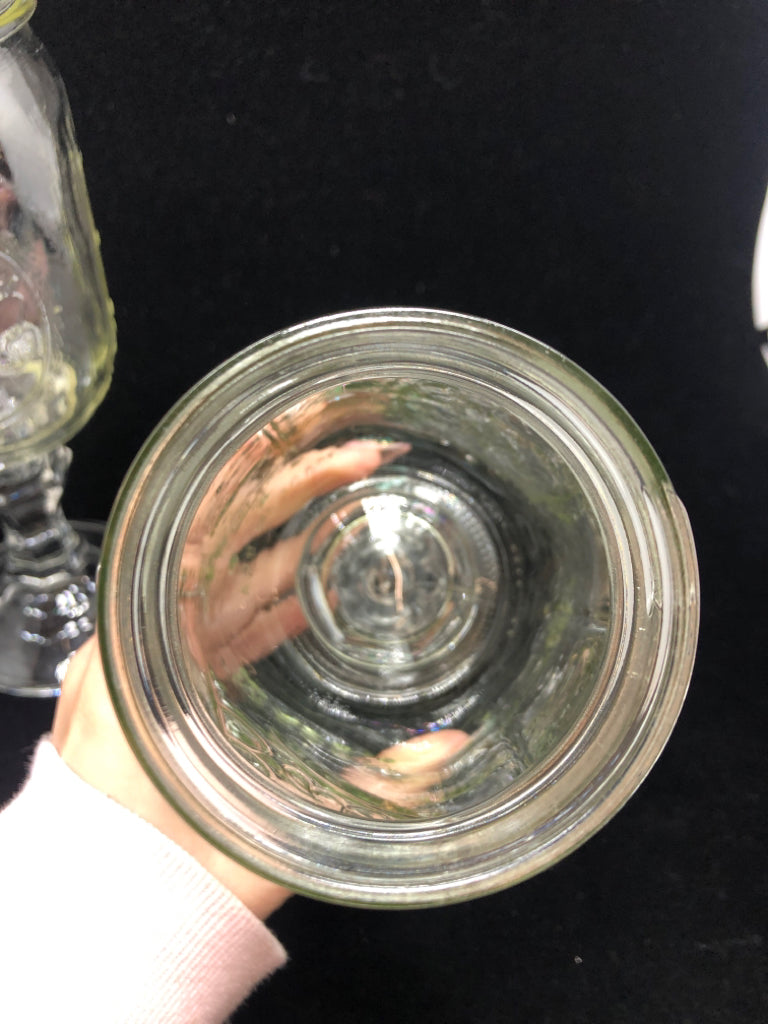 2 PEDESTAL MASON JARS.