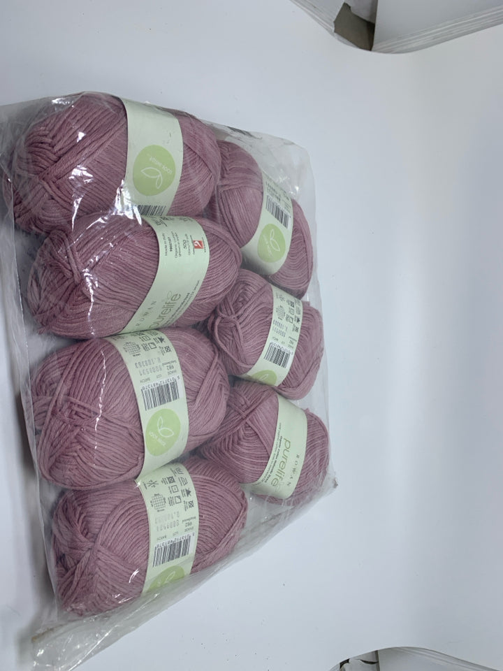 IN PACKAGE 7 LIGHT PINK ORGANIC COTTON YARN BALLS NATURALLY DYED.