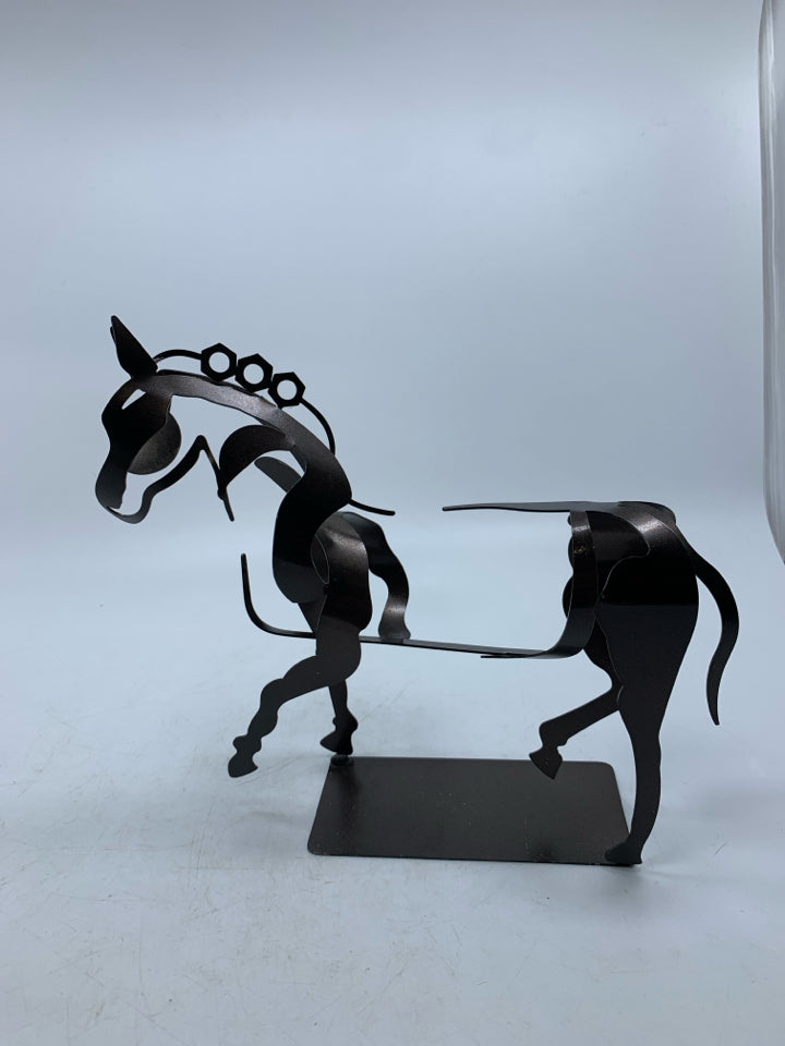 LIGHT WEIGHT BROWN METAL HORSE.