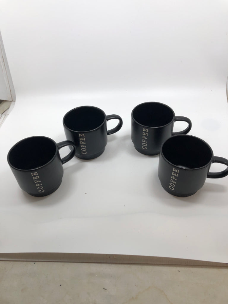 4 STACKABLE COFFEE MUGS.