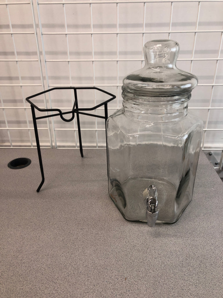 GLASS BEVERAGE DISPENSER W/STAND.