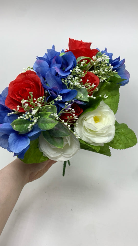 FAUX RED WHITE AND BLUE BOUQUET.
