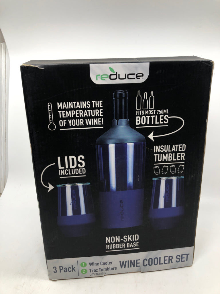 NIP BLUE WINE COOLER SET.