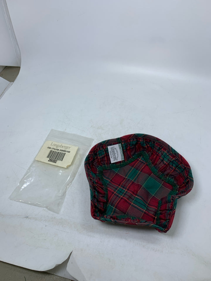 LONGABERGER LITTLE STAR EVERGREEN PLAID LINER IN BAG.